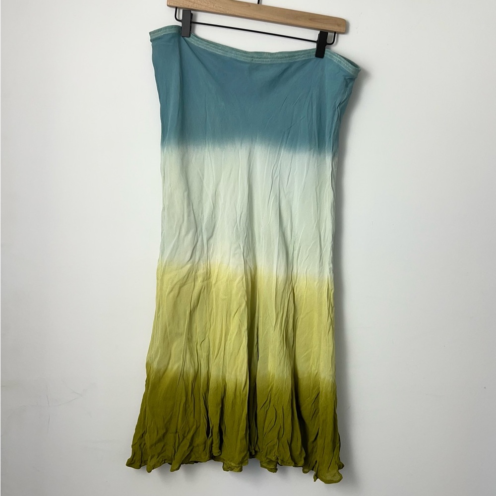 Newport News Ombré Green Blue Yellow Maxi Skirt Size 8